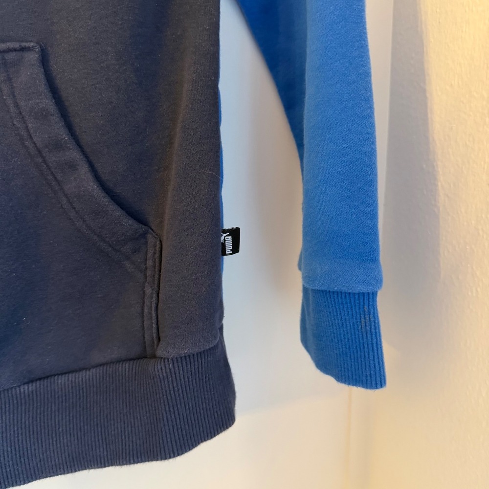 Puma Hoodie Sweatshirt Kids‎ Youth Size M (10/12) Blue White Colorblock Soft - Picture 5 of 7